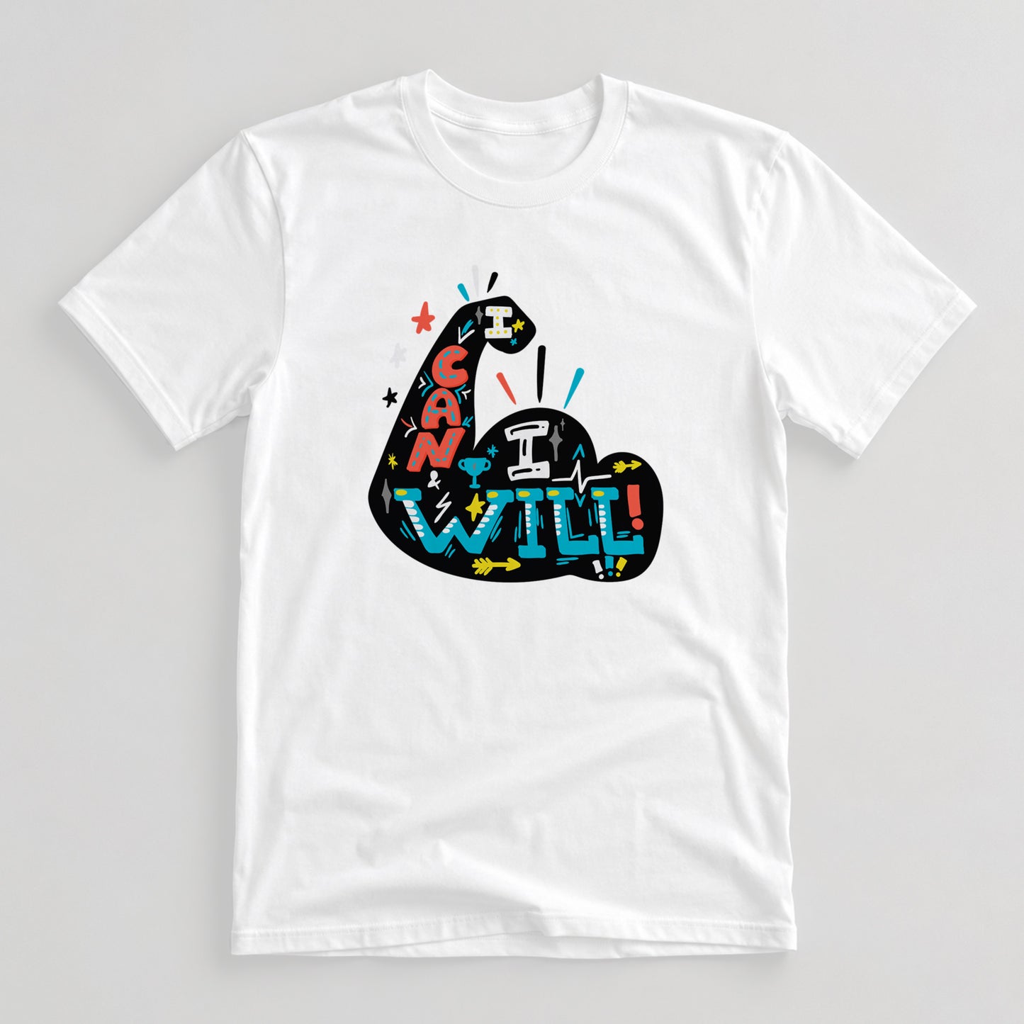 Tricou Funny Gym I Can - Alb