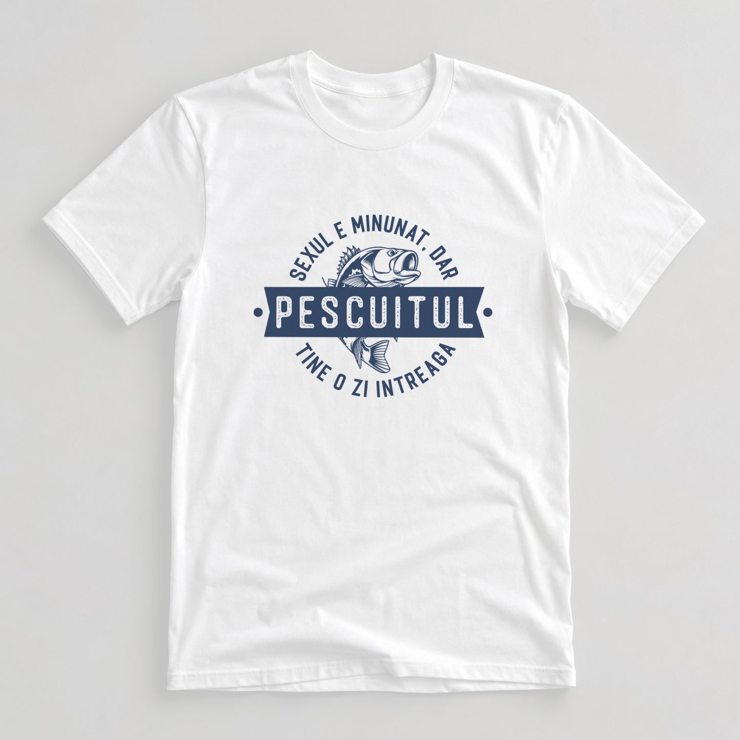 Tricou Pescar Pescuitul Durează - Alb