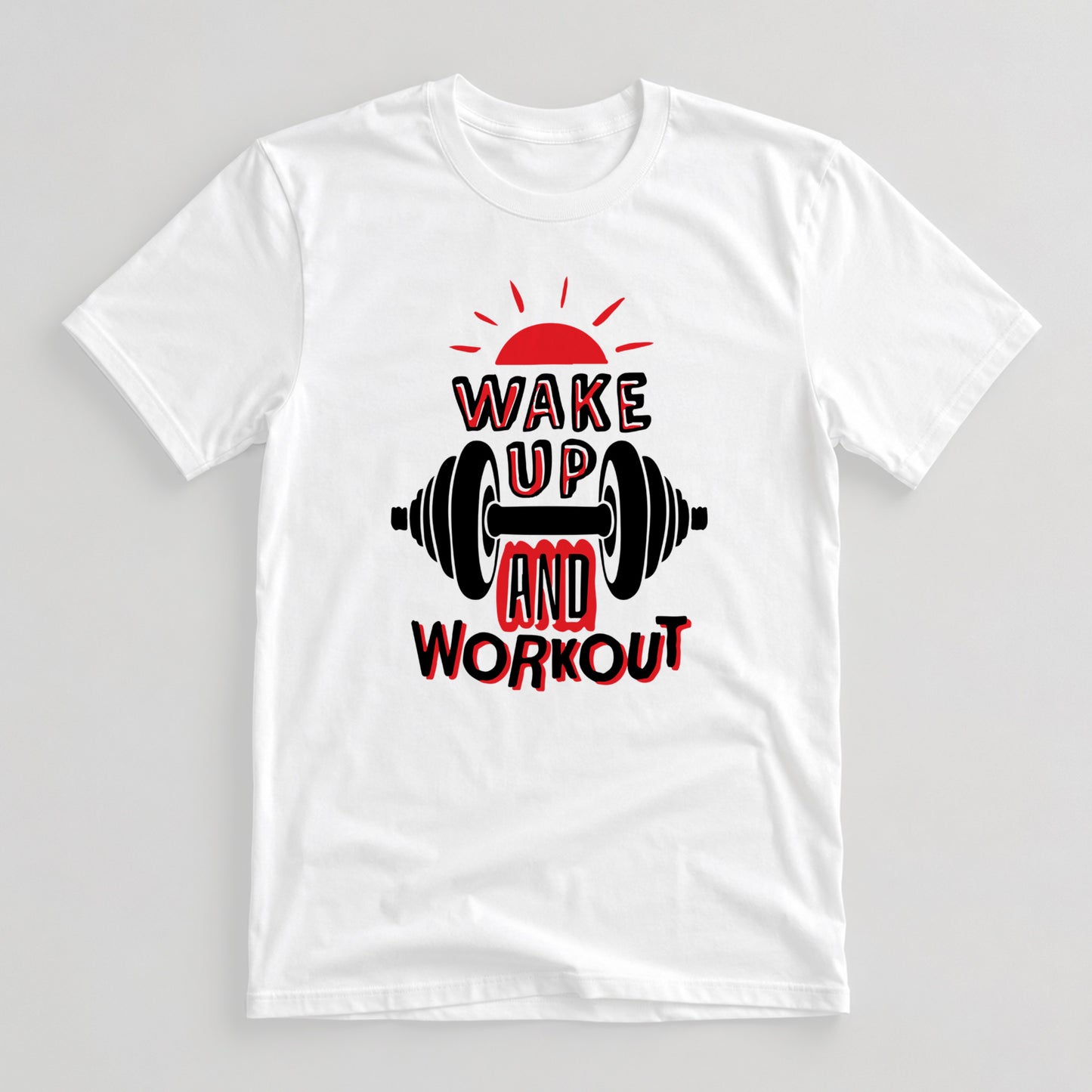Tricou Funny Gym Wake Up Workout - Alb