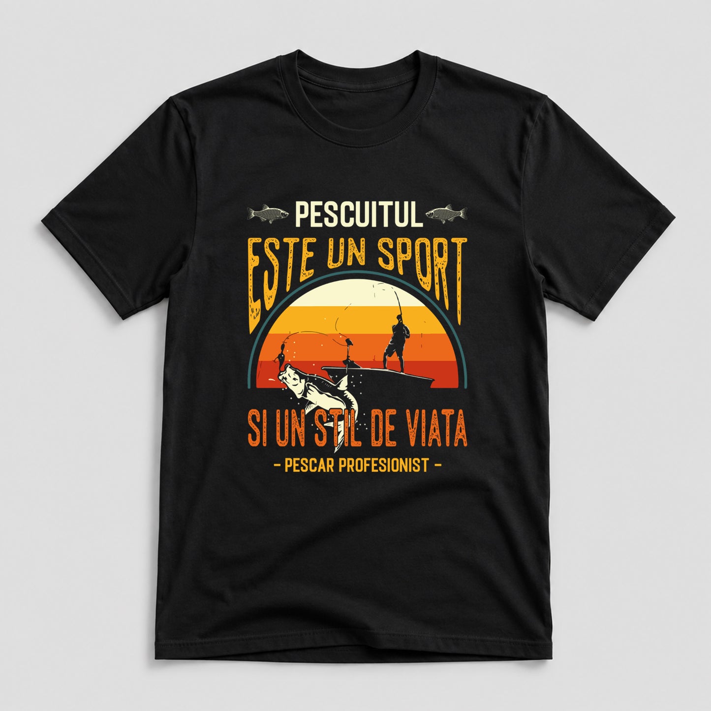 Tricou Pescar Pescar Profesionist - Negru