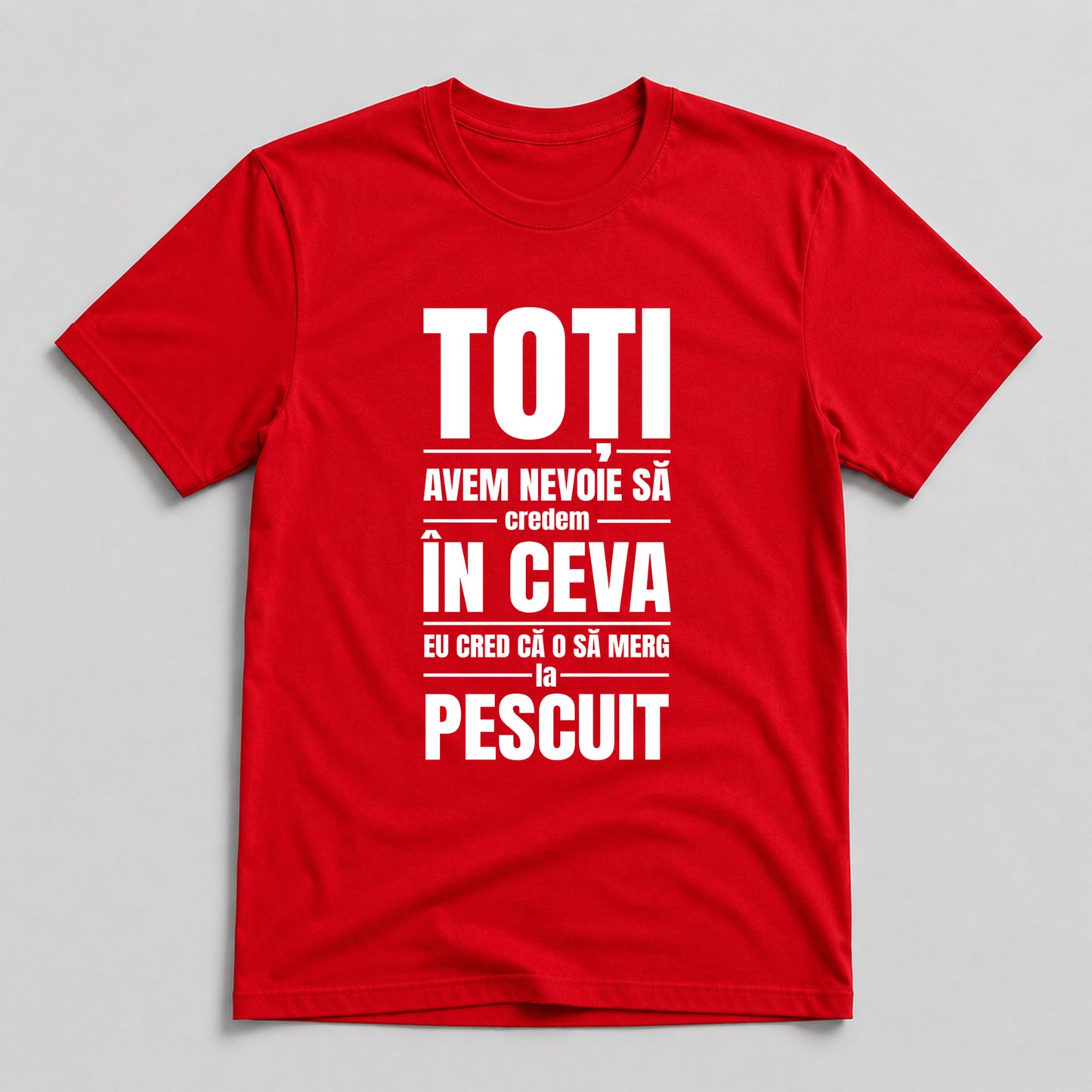 Tricou Pescar Cred În Pescuit - Roșu