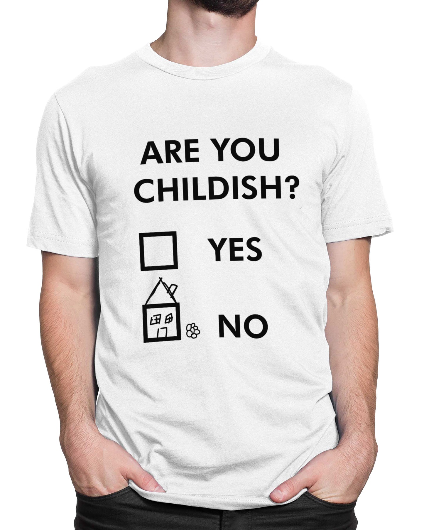 Tricou Childish? Not Me - tricou alb cu mesaj amuzant