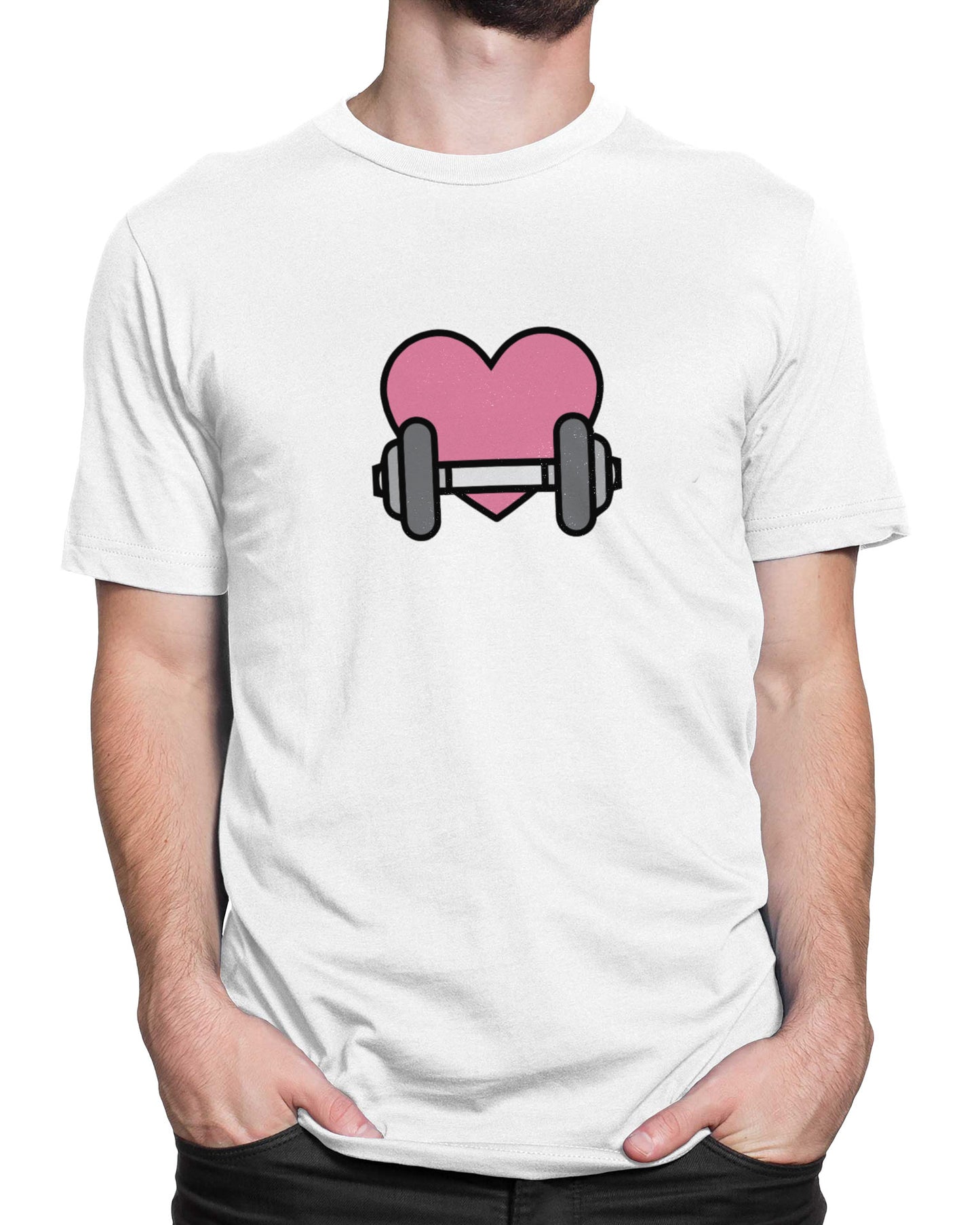 Tricou Funny Gym Gym Love - Alb - tricou cu mesaj