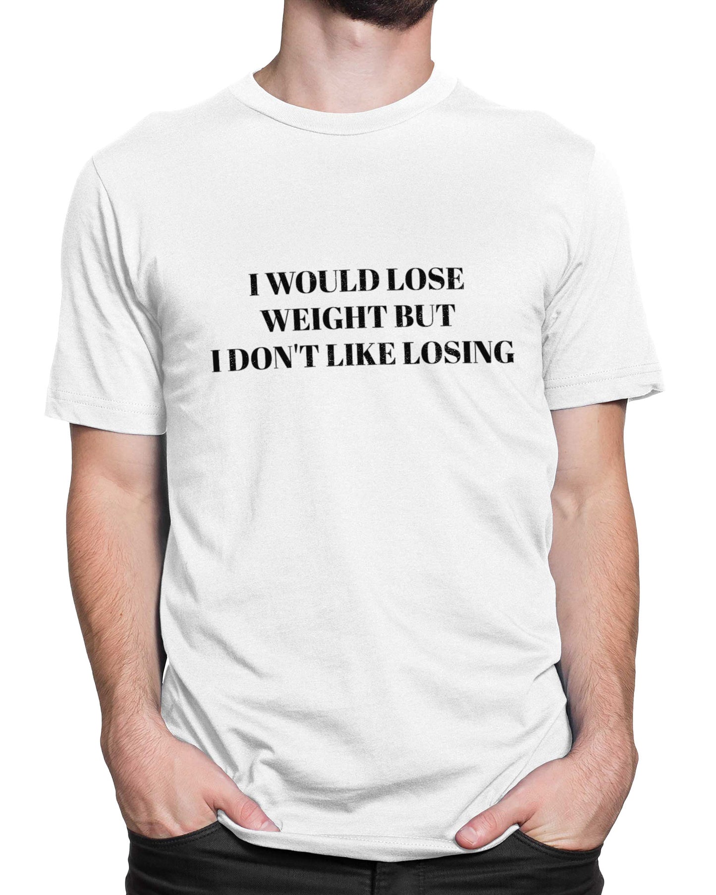 Tricou I’m Trying To Lose Weight - Alb - tricou cu mesaj amuzant