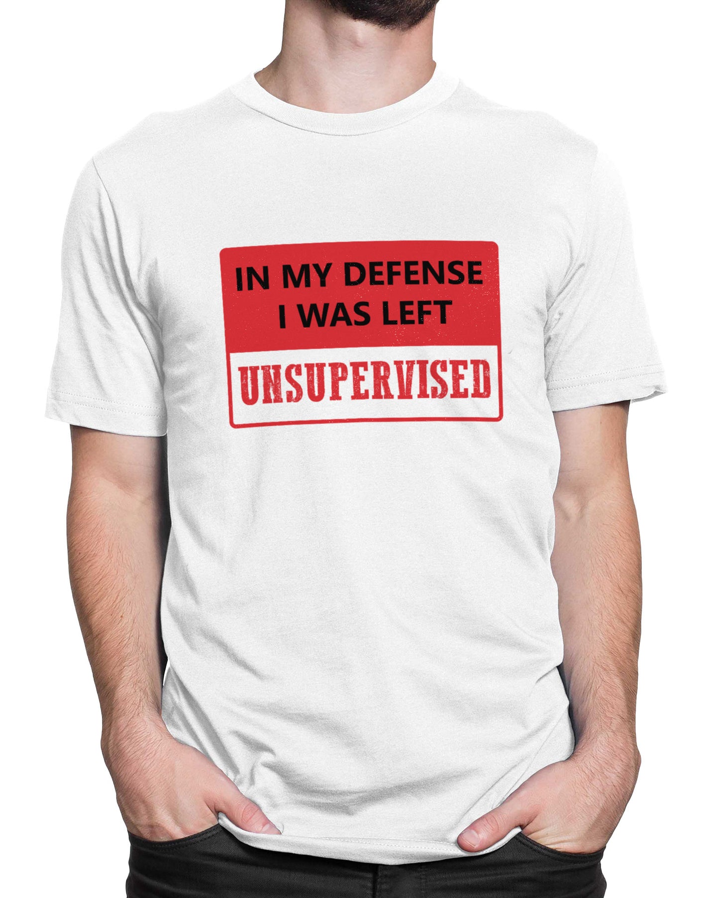 Tricou Unsupervised - Alb - tricou cu mesaj amuzant