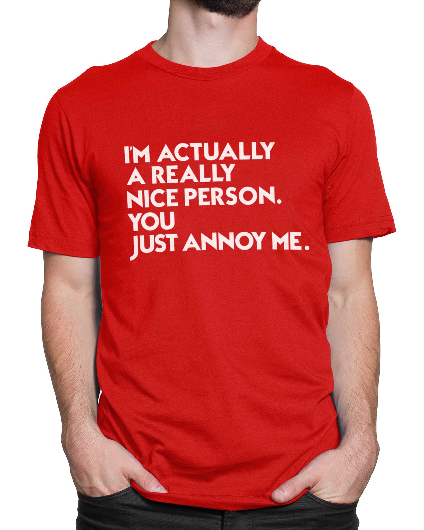 Tricou Actually I’m Nice - Roșu - tricou cu mesaj amuzant