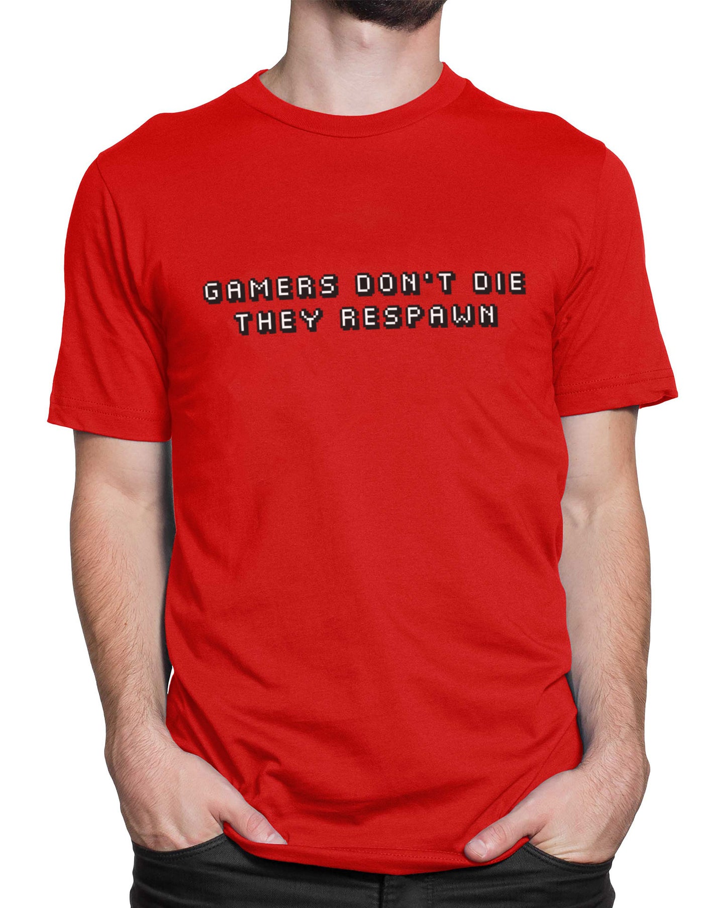 Tricou Geek Gamers Respawn - Roșu - tricou cu mesaj