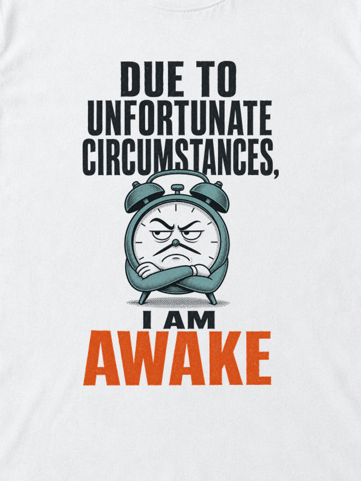 Tricou Unfortunately I Am Awake - Alb - detaliu decupat din imaginea principală (3:4)