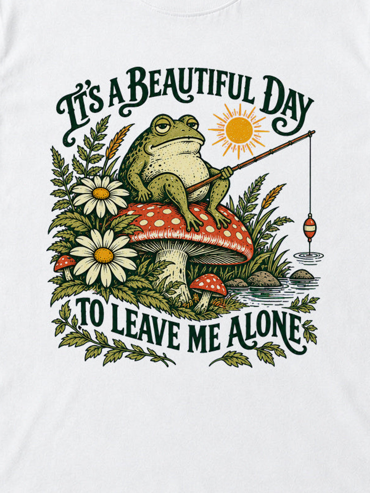 Tricou Beautiful Day to Leave Me Alone - Alb - detaliu decupat din imaginea principală (3:4)