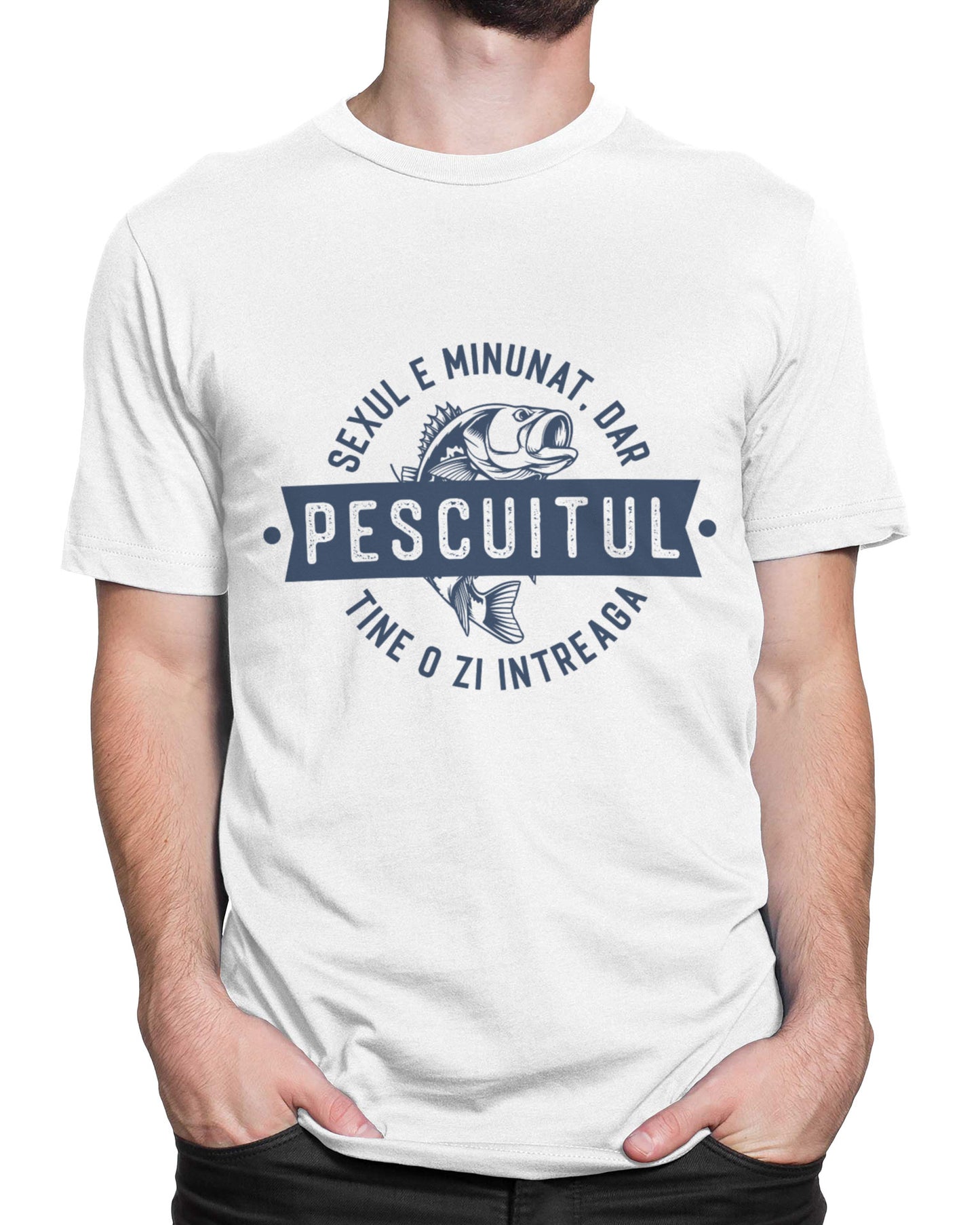 Tricou Pescar Pescuitul Durează - Alb - tricou cu mesaj