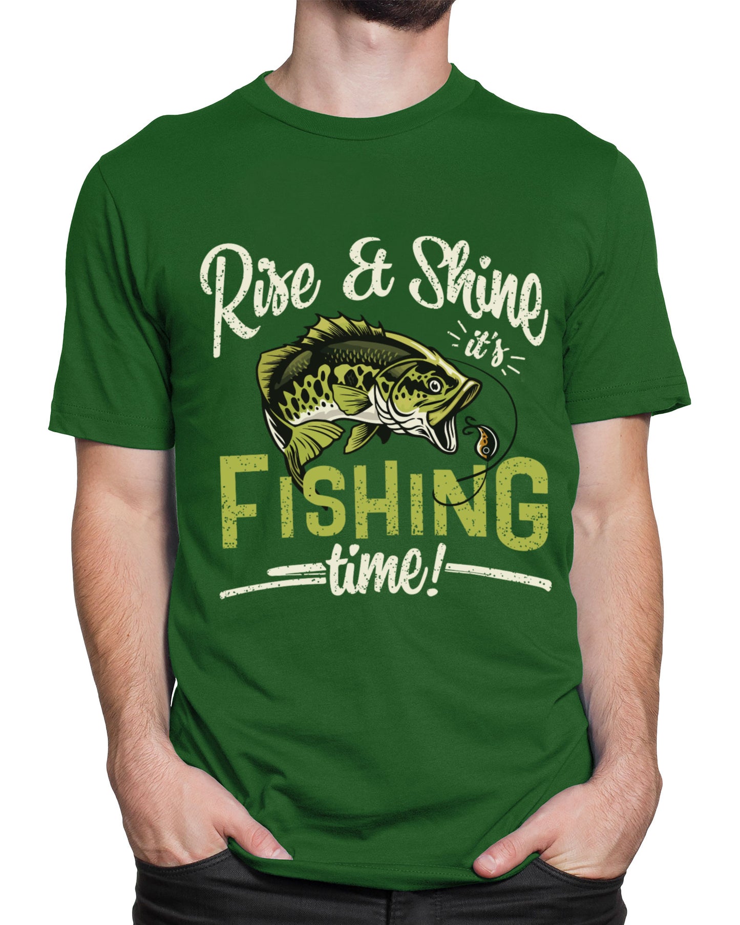 Tricou Pescar Fishing Time - Verde - tricou cu mesaj