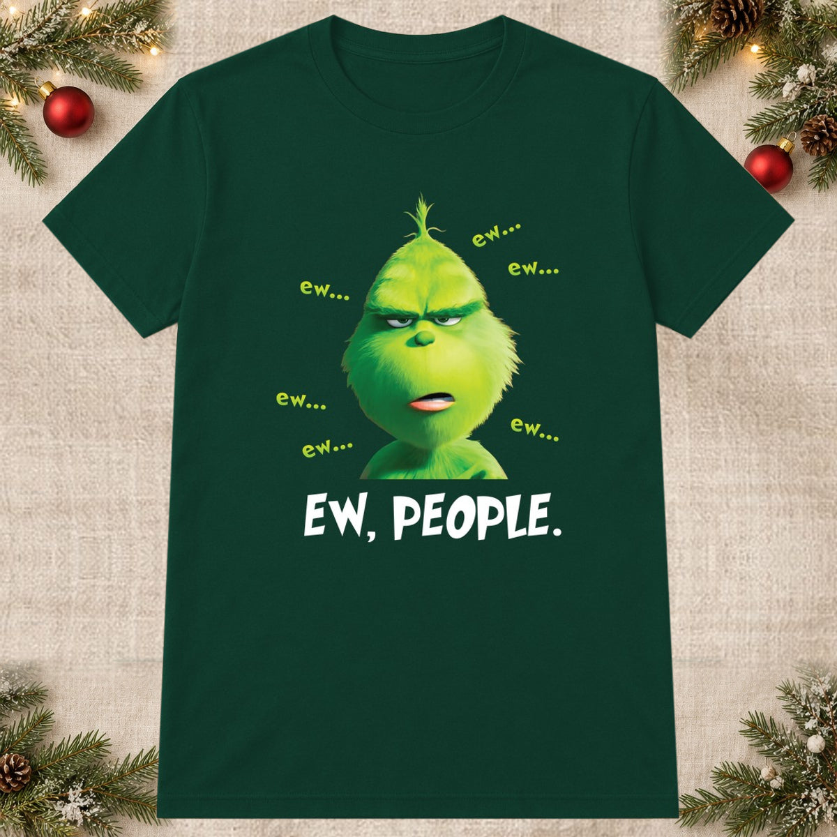 Tricou de Crăciun Ew, People - Bottle Green - imagine principală pătrată