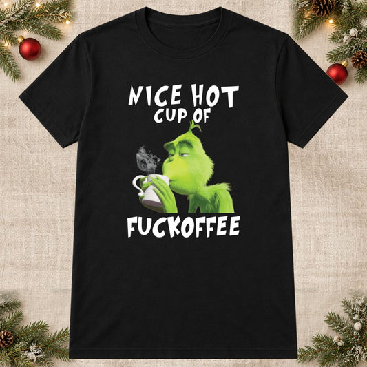 Tricou de Crăciun Fuckoffee - Negru - imagine principală pătrată