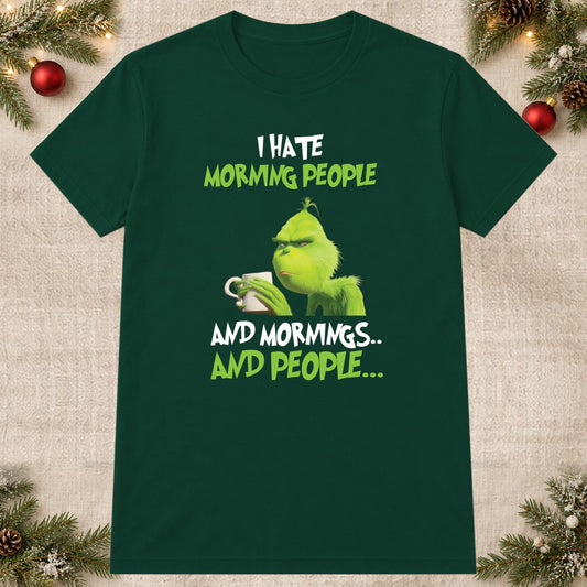 Tricou de Crăciun I Hate Morning People - Bottle Green - imagine principală pătrată