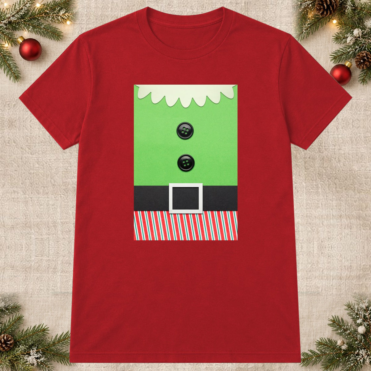 Tricou de Crăciun Christmas Belt - Roșu - imagine principală pătrată