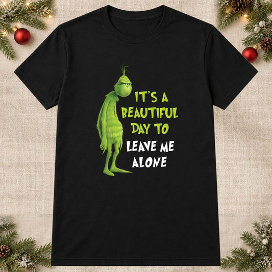 Tricou de Crăciun Leave Me Alone - Negru - imagine principală pătrată