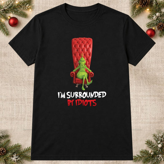 Tricou de Crăciun Surrounded by Idiots - Negru - imagine principală pătrată