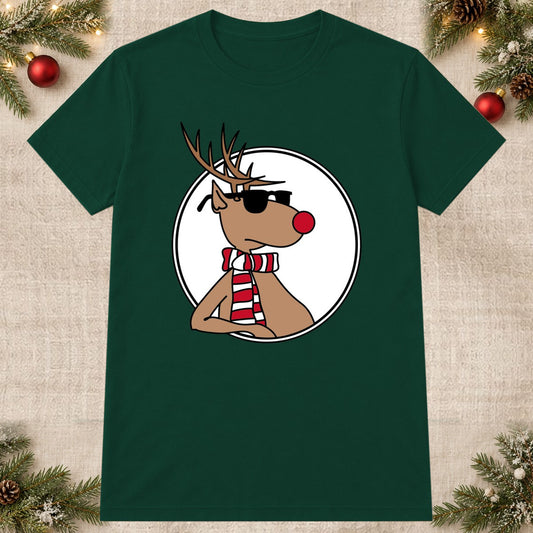 Tricou de Crăciun Cool Reindeer - Bottle Green - imagine principală pătrată