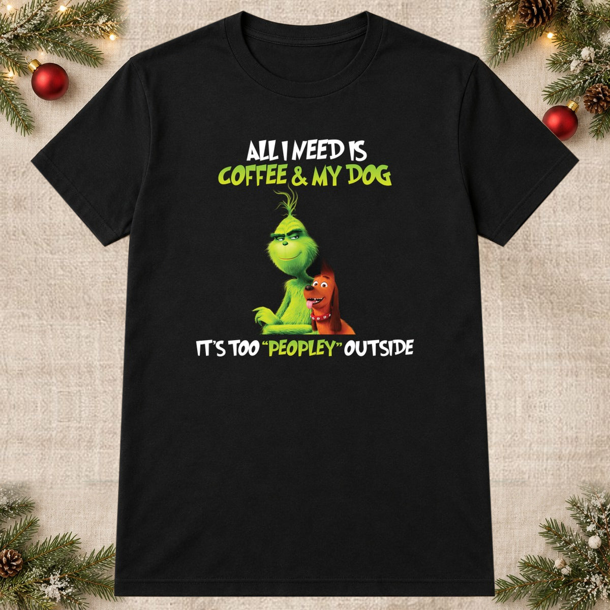 Tricou de Crăciun Too Peopley - Negru - imagine principală pătrată