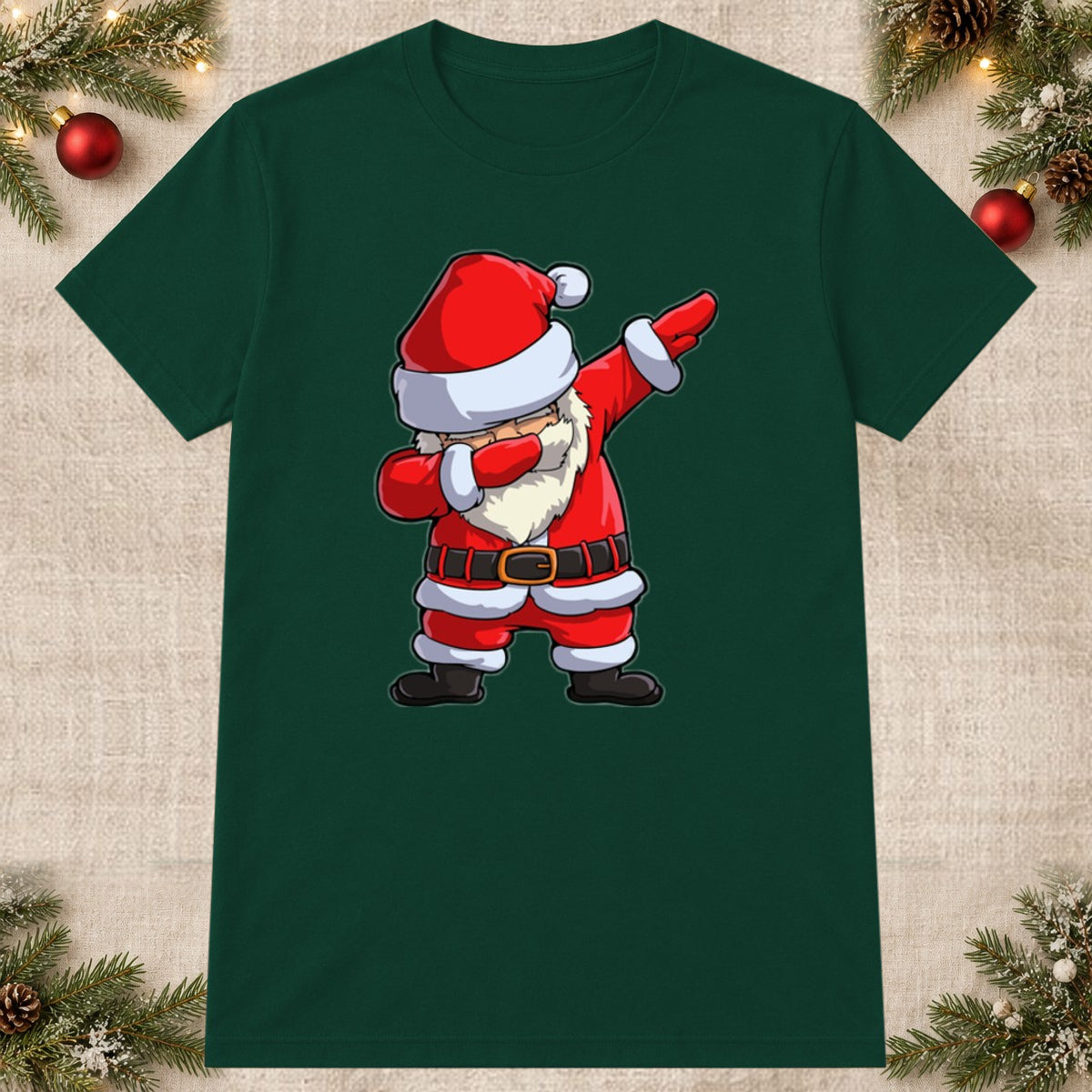 Tricou de Crăciun Santa Dab - Bottle Green - imagine principală pătrată