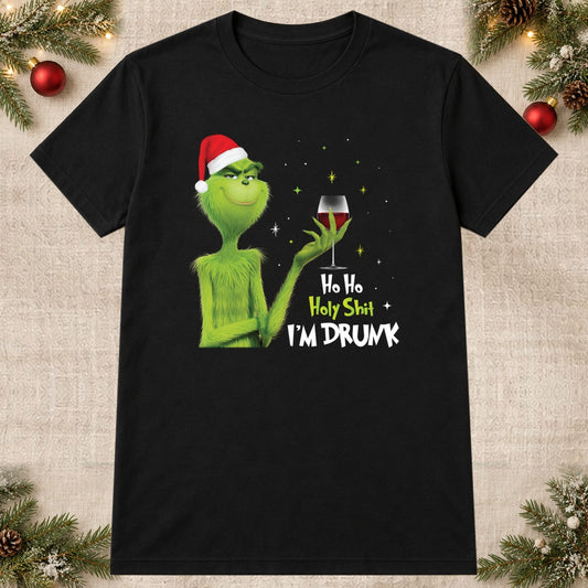 Tricou de Crăciun Ho Ho Holy - Negru - imagine principală pătrată