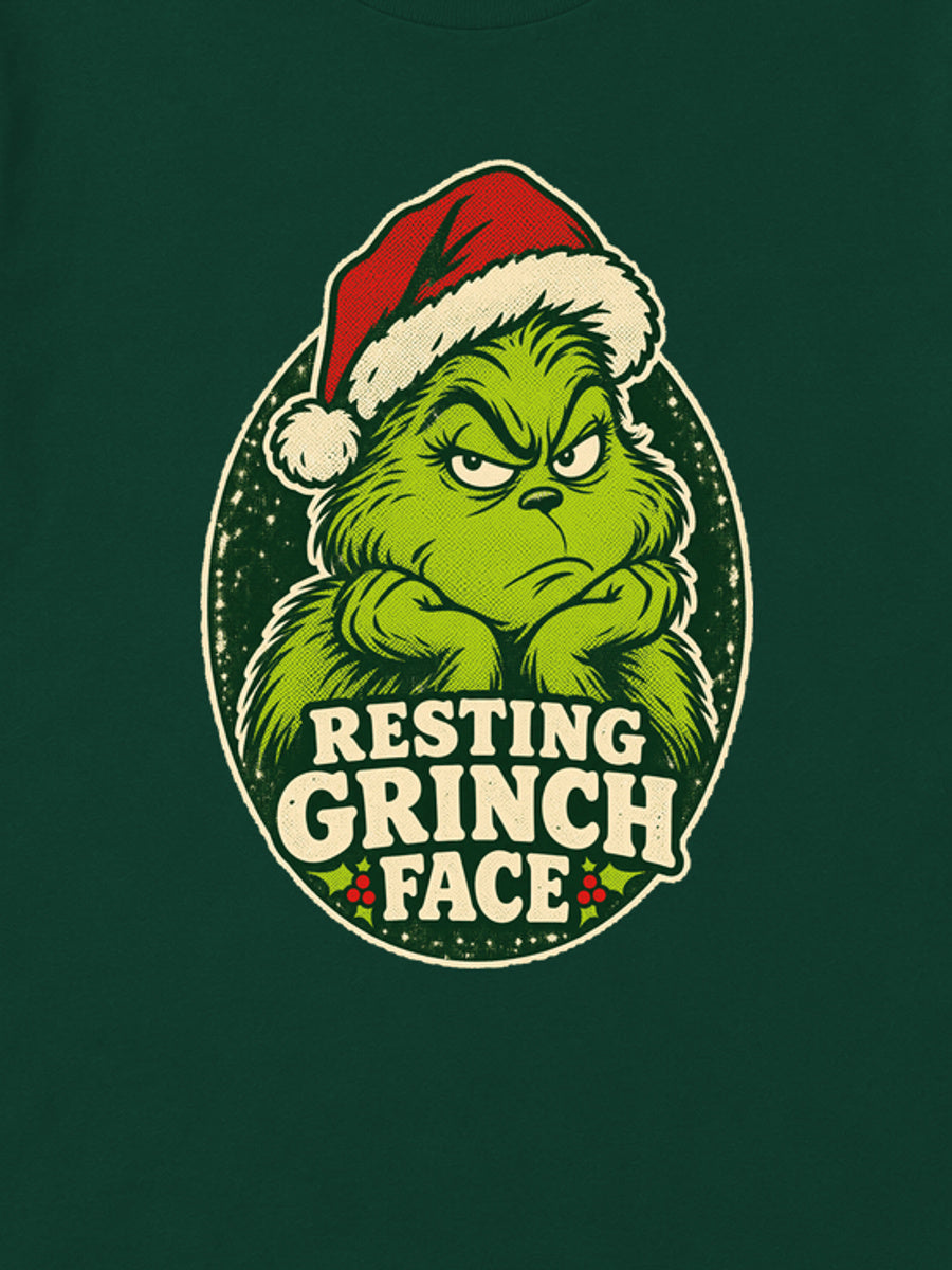 Tricou de Crăciun Grinch Resting Grinch - Bottle Green - detaliu grafică (mockup)
