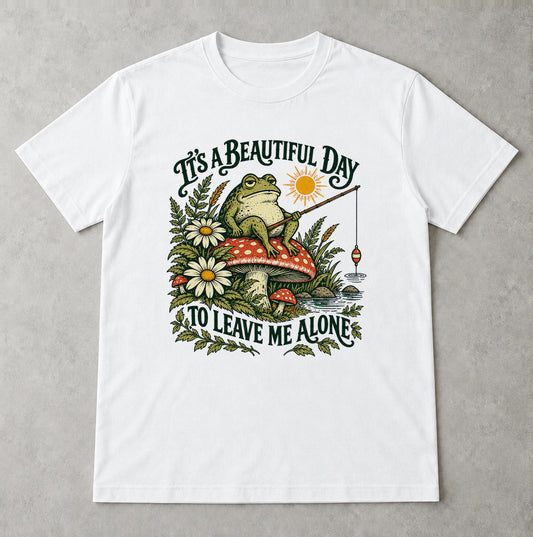 Tricou Beautiful Day to Leave Me Alone - Alb - Sarcasm fără Filtru