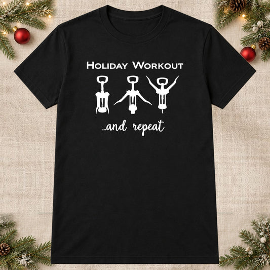 Tricou de Crăciun Holiday Workout - Negru - imagine principală pătrată