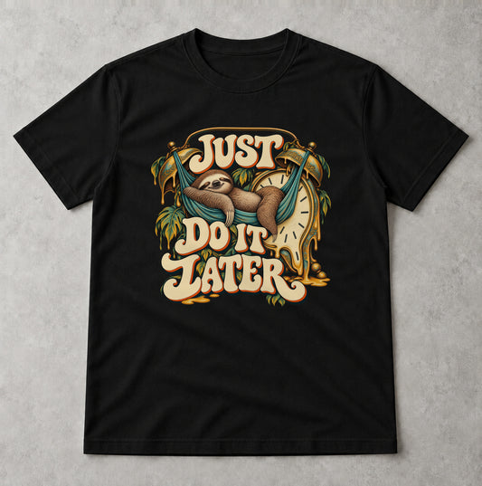 Tricou Just Do It Later - Negru - Sarcasm fără Filtru
