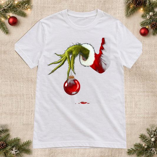 Tricou de Crăciun Grinch Hand - Alb - imagine principală, alb curat fără Heather (mockup)