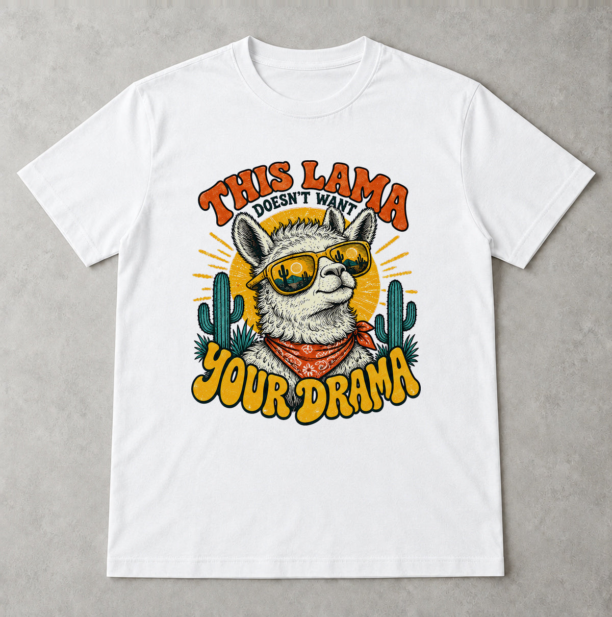 Tricou This Lama Doesn’t Want Your Drama - Alb - Sarcasm fără Filtru