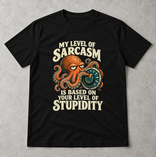 Tricou My Level of Sarcasm - Negru - Sarcasm fără Filtru