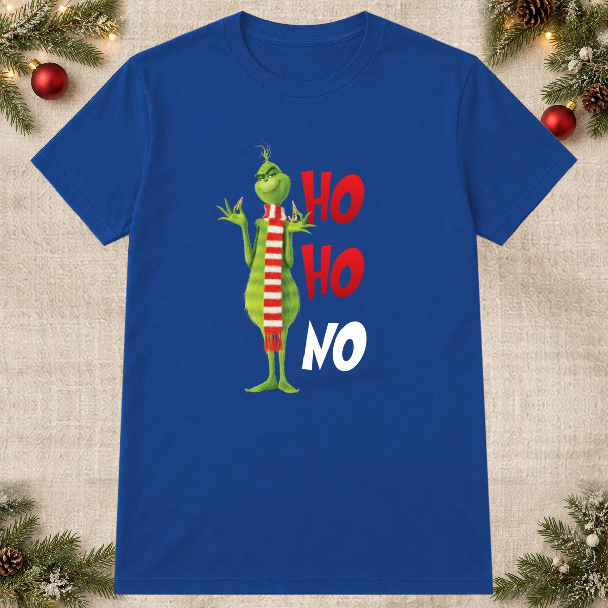 Tricou de Crăciun Ho Ho No - Albastru - imagine principală pătrată