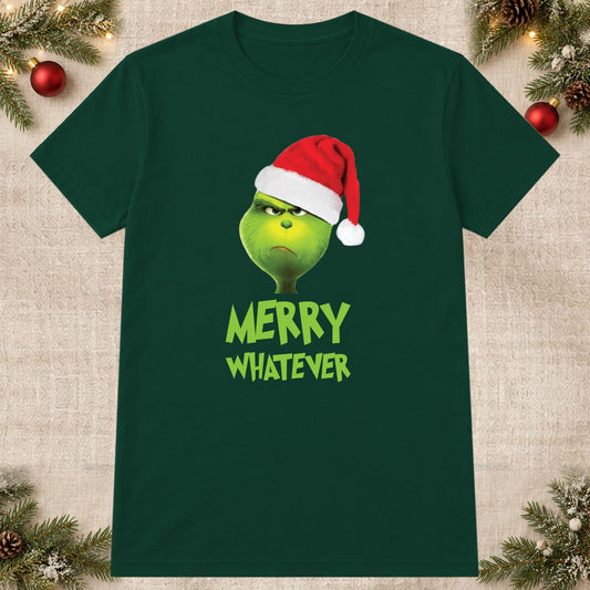 Tricou de Crăciun Merry Whatever - Bottle Green - imagine principală pătrată