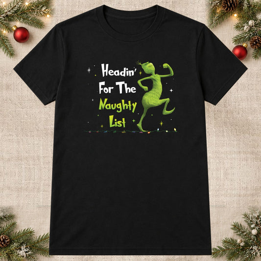 Tricou de Crăciun Naughty List - Negru - imagine principală pătrată