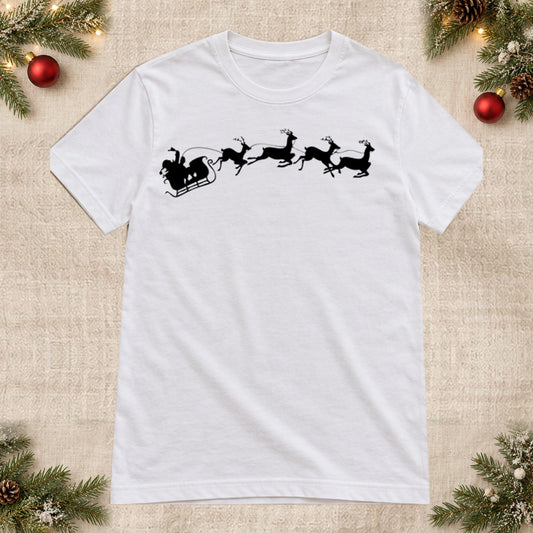 Tricou de Crăciun Sania Moșului - Alb - imagine principală, alb curat fără Heather (mockup)