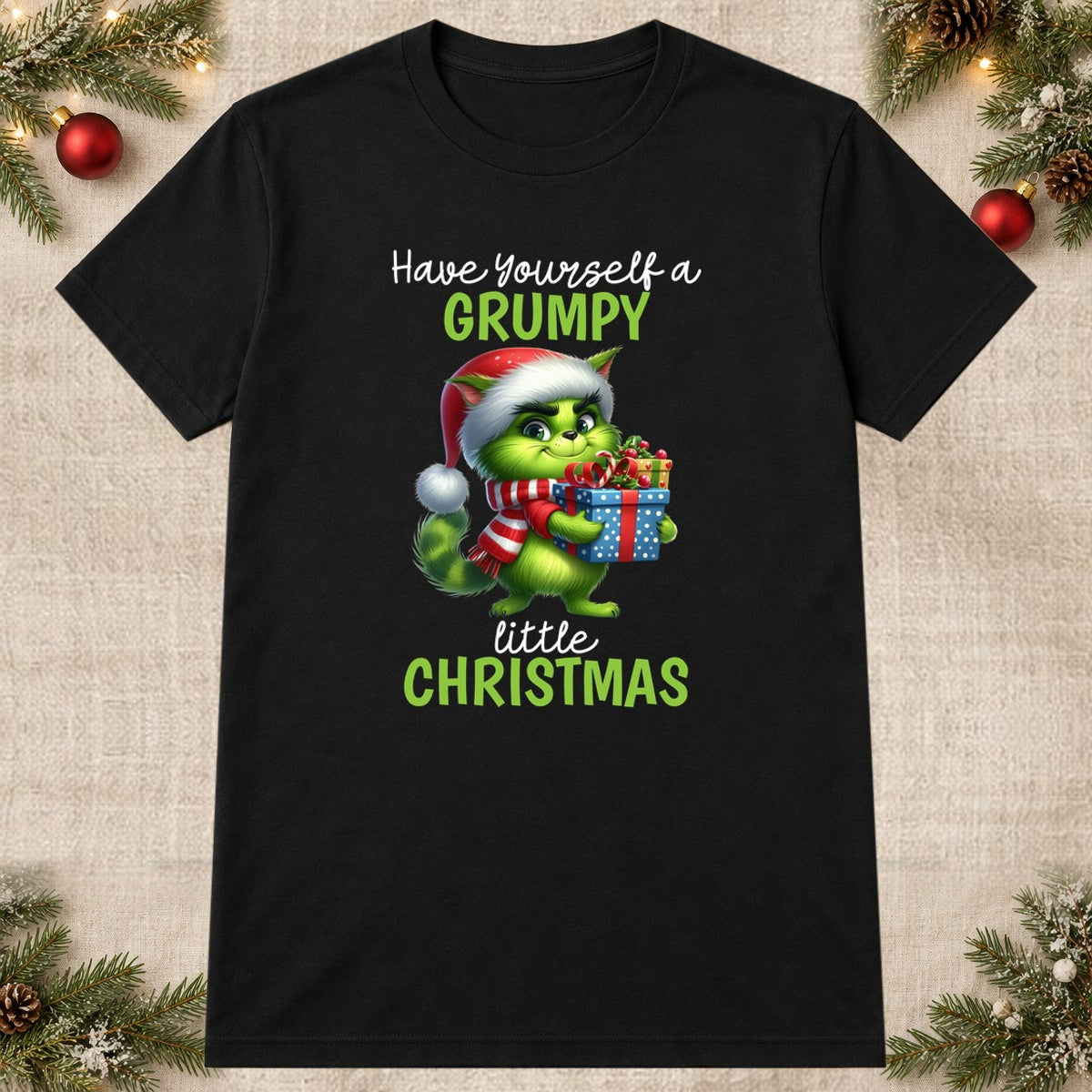 Tricou de Crăciun Little Grumpy - Negru - imagine principală pătrată