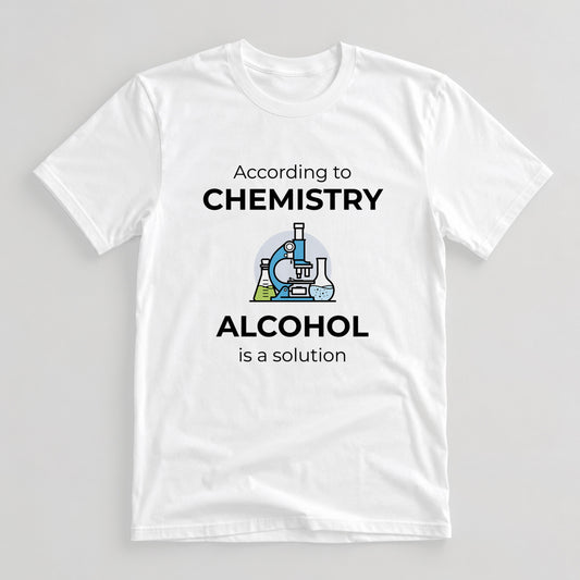 Tricou Geek Alcohol Is a Solution - Alb