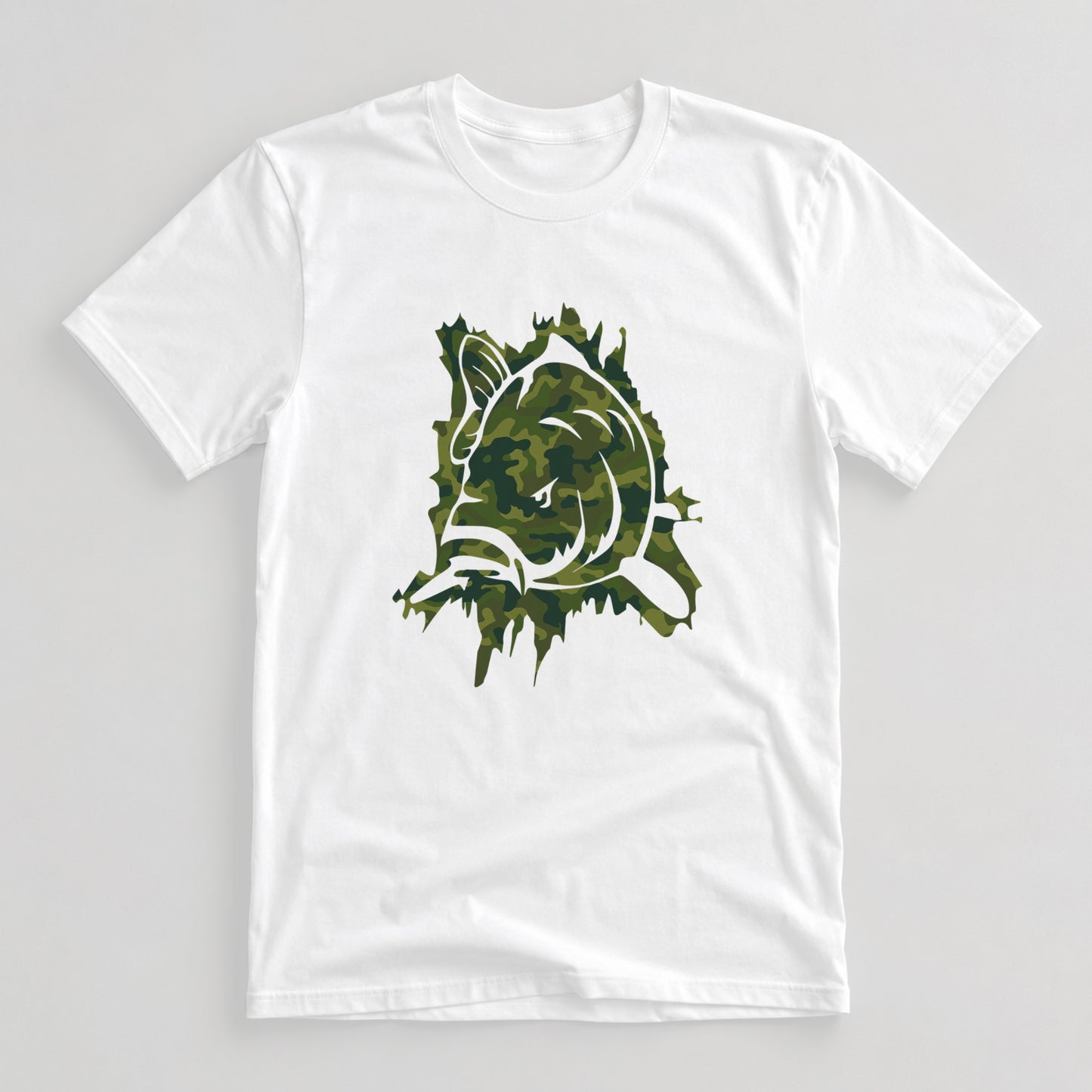 Tricou Pescar Camo Carp - Alb