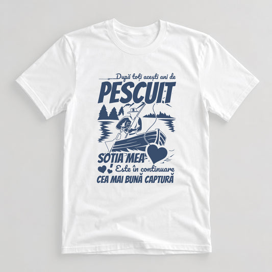 Tricou Pescar Cea Mai Bună Captură - Alb