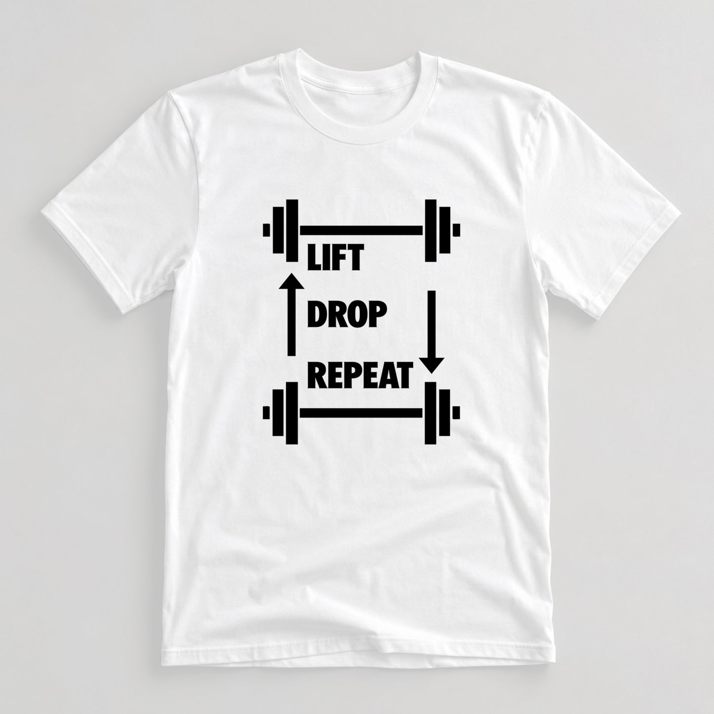 Tricou Funny Gym Lift Drop Repeat - Alb