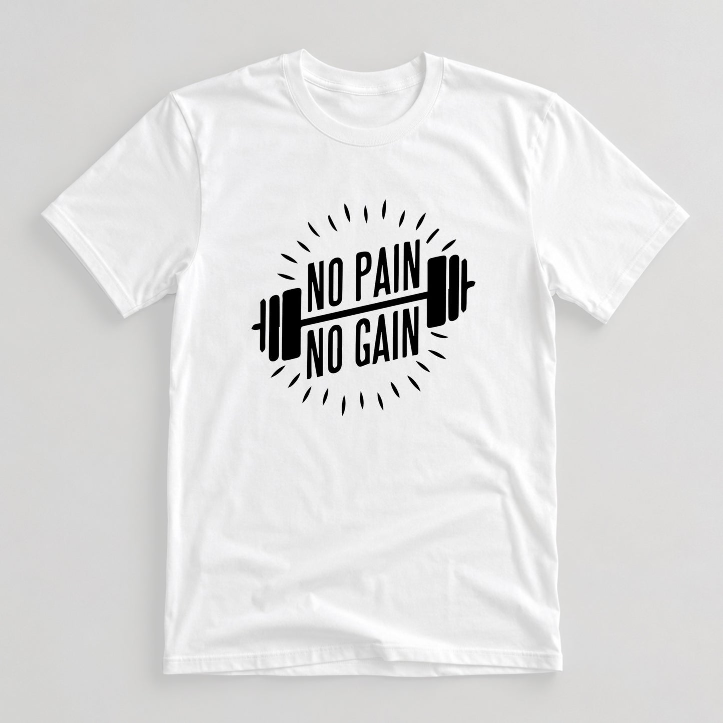 Tricou Funny Gym No Pain No Gain - Alb