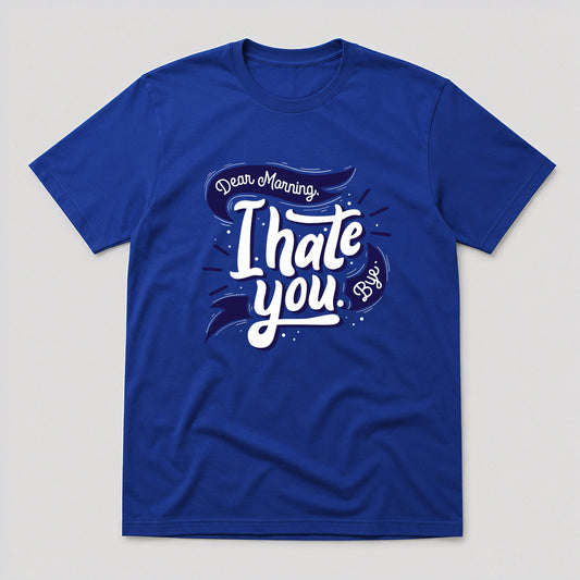 Tricou Dear Morning, Bring Coffee - Albastru