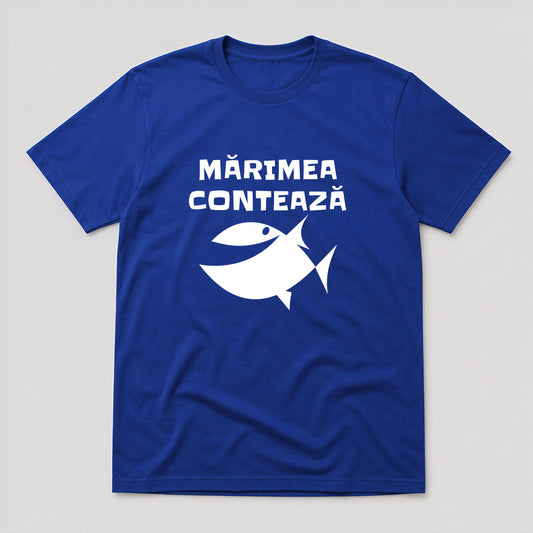 Tricou Pescar Mărimea Contează - Albastru