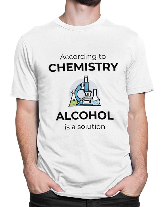 Tricou Alcohol Is a Solution - tricou alb cu mesaj amuzant