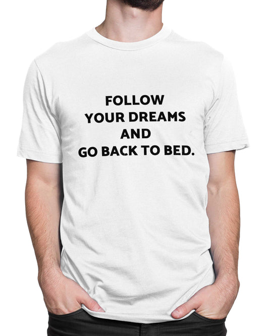 Tricou Back To Bed - Alb - tricou cu mesaj amuzant