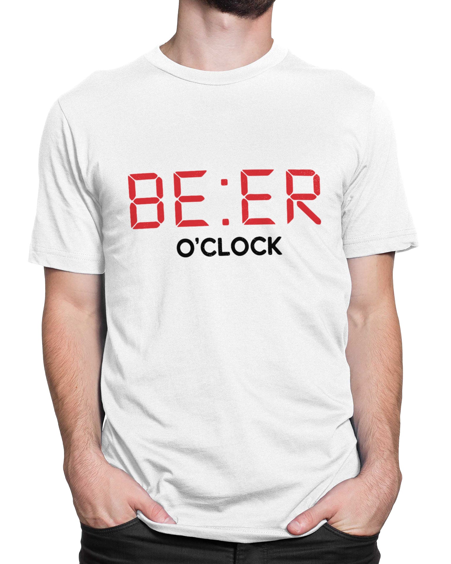 Tricou Beer O’Clock - Alb - tricou cu mesaj amuzant