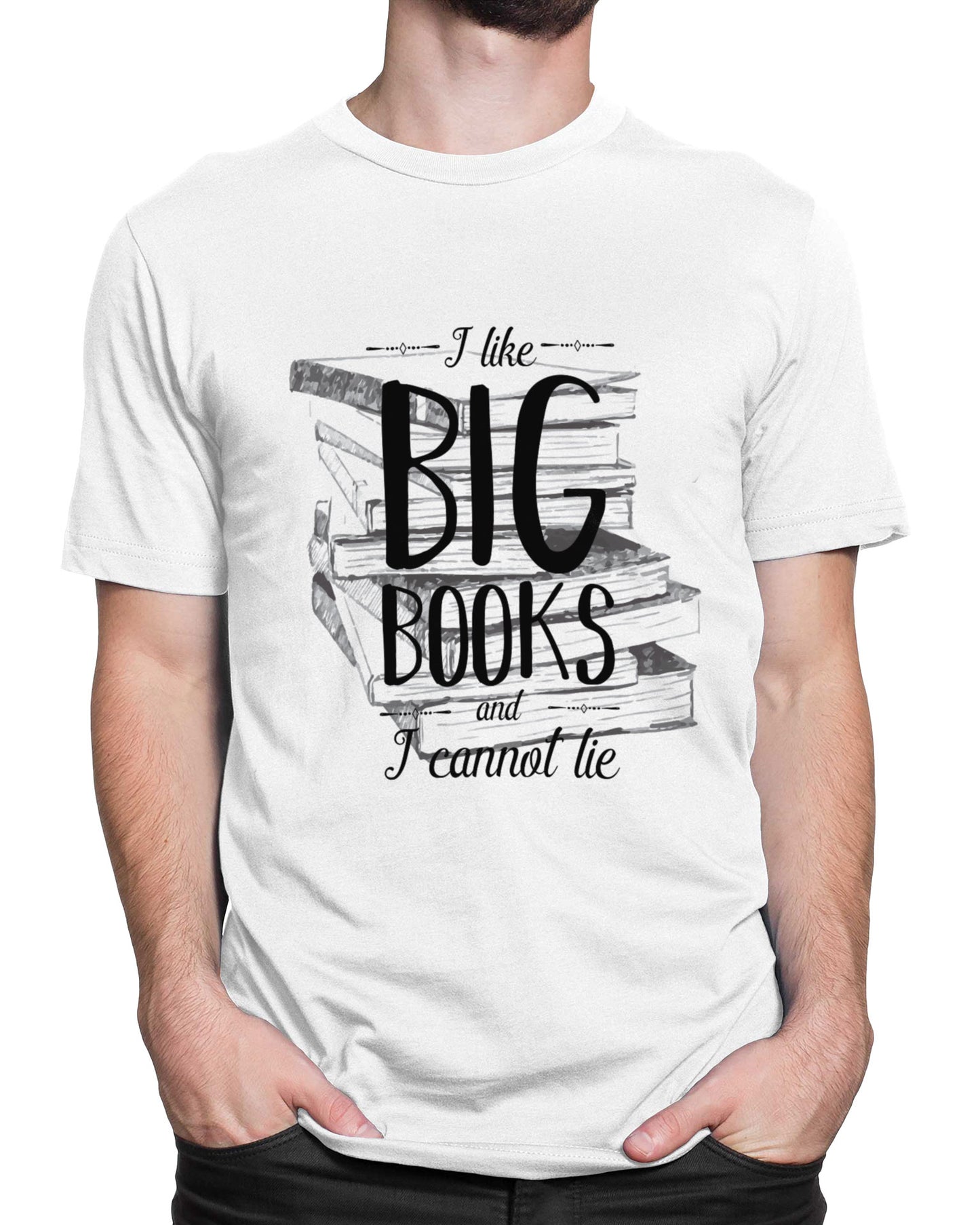Tricou I Like Big Books - tricou alb cu mesaj amuzant