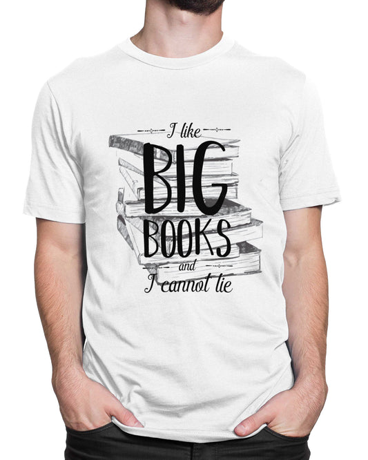 Tricou Geek I Like Big Books - Alb - tricou cu mesaj