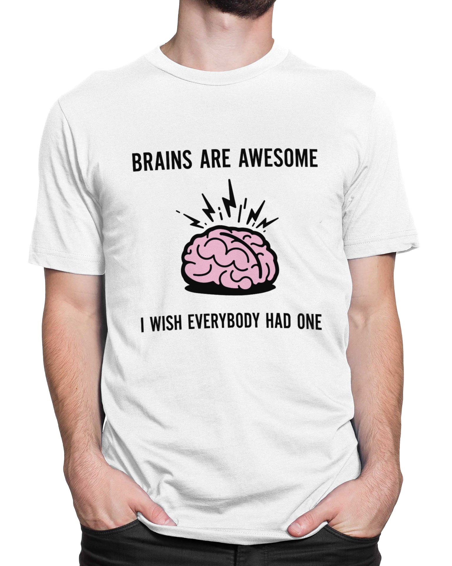 Tricou Brains Are Awesome - tricou alb cu mesaj amuzant